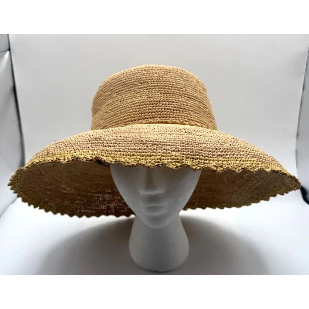 Callanan Wide Brim Straw Sun Hat Upturned Brim Packable Garden Vacation EUC - Picture 6 of 11
